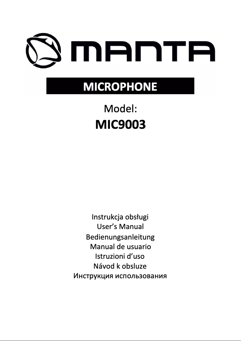 Page n°1 - Manuel utilisateur Manta MIC9003