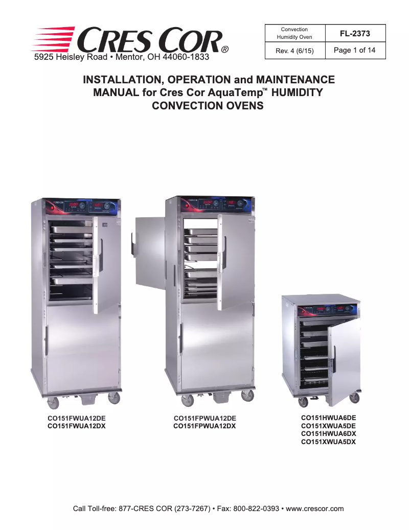 Page n°1 - Manuel utilisateur Cres Cor CO151HWUA6DE