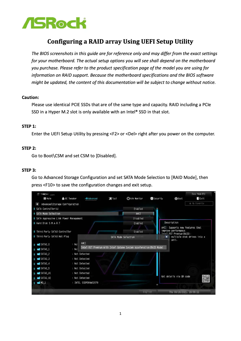 Page 1 de la notice Manuel utilisateur Asrock Z490 Phantom Gaming 4SR