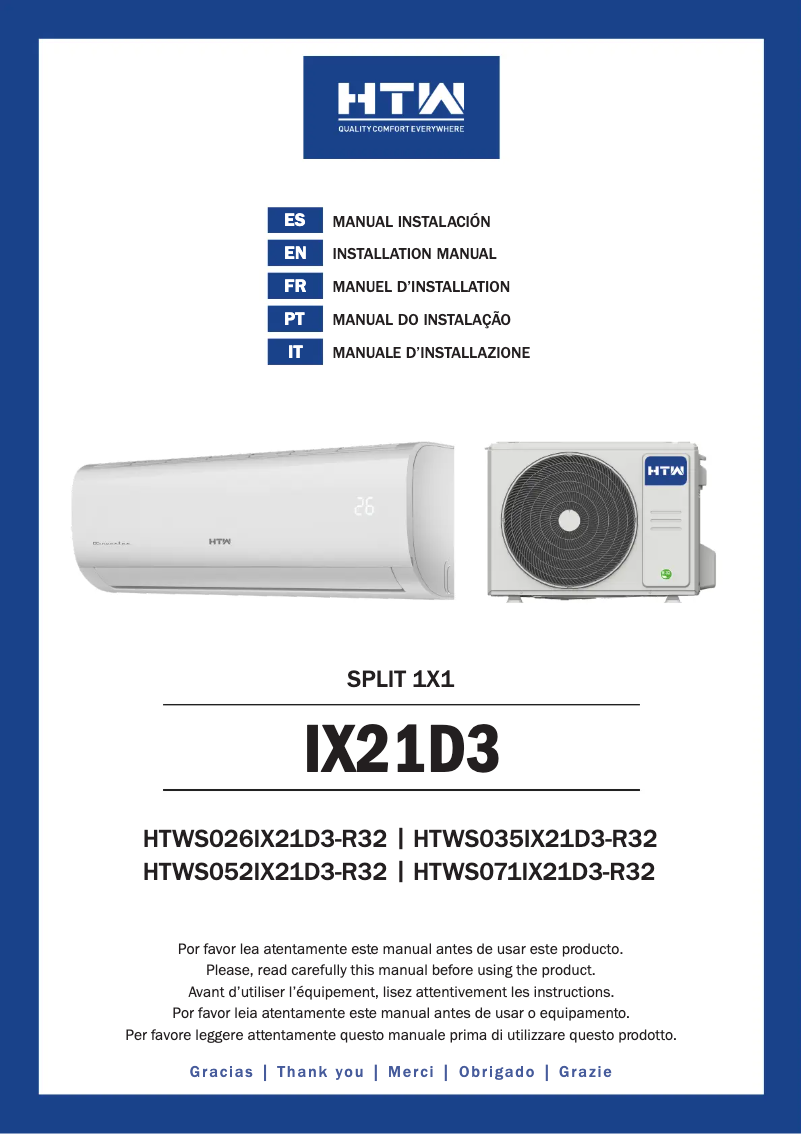 Page n°1 - Manuel utilisateur HTW HTWS026IX21D3-R32
