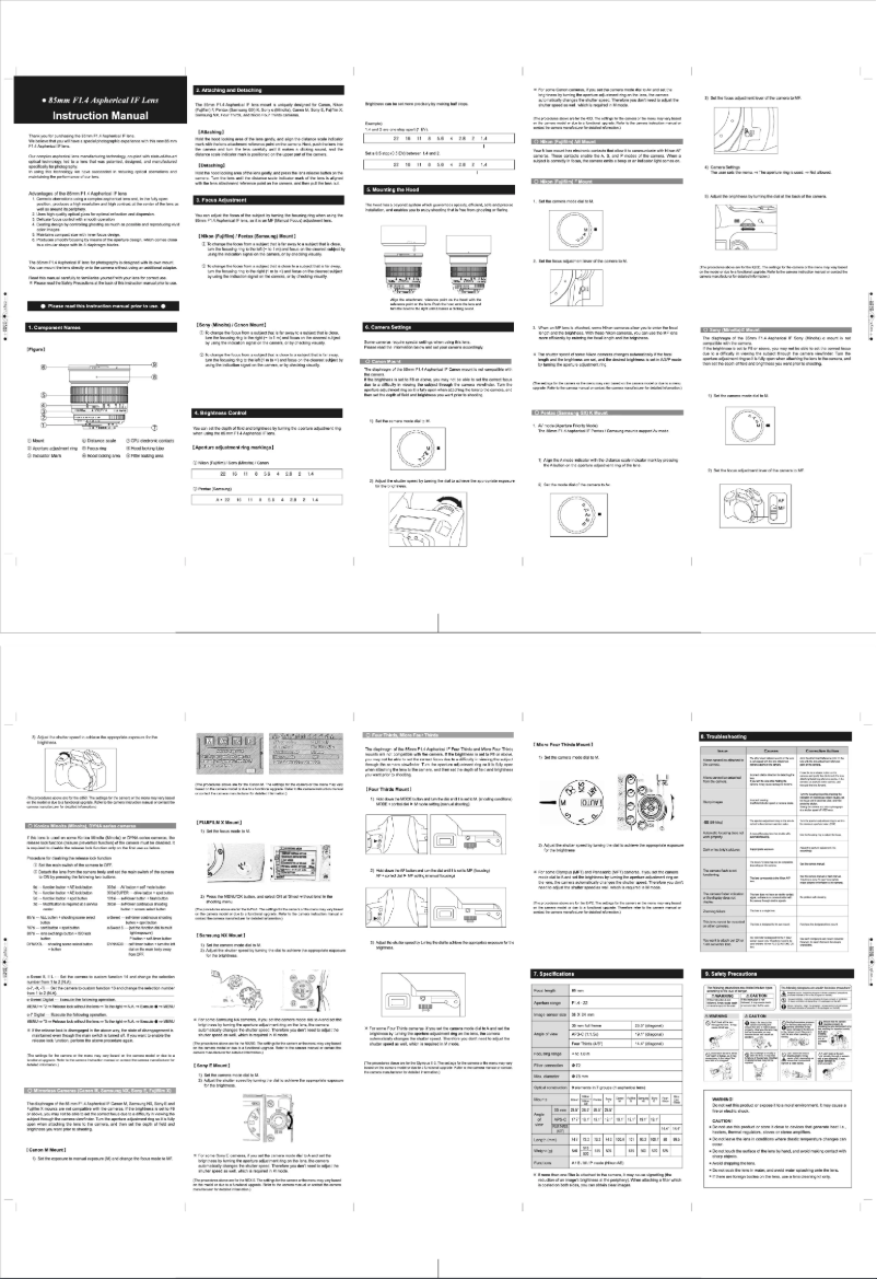 Image de la première page du manuel de l'appareil 85M-P