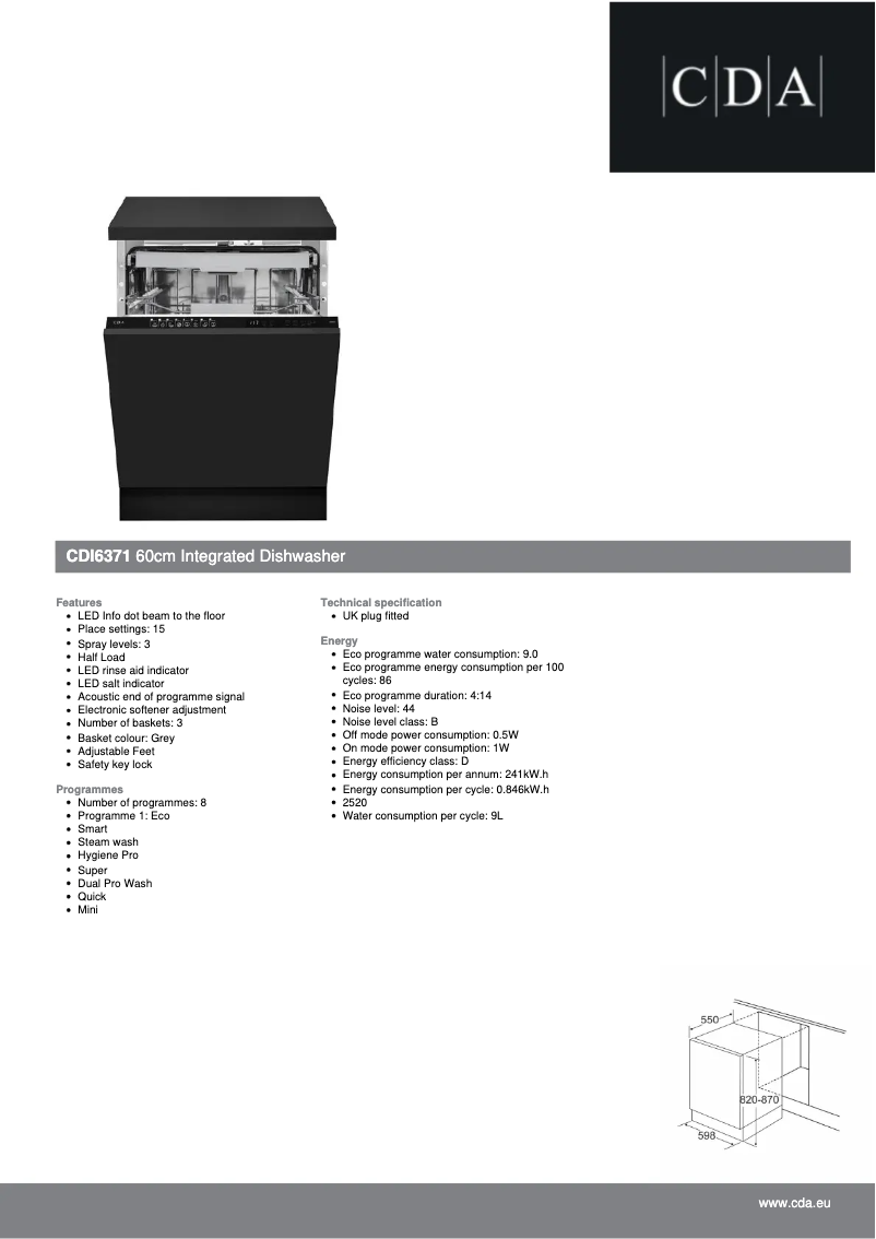 Page n°1 - Fiche technique CDA CDI6371