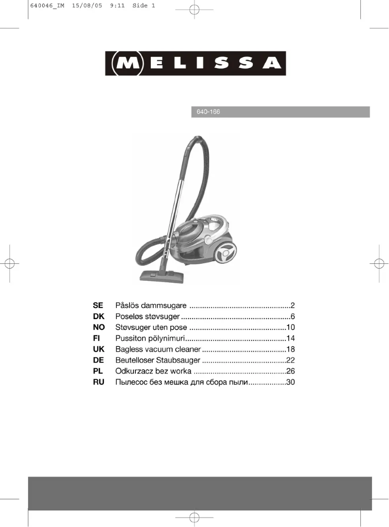 Page n°1 - Manuel utilisateur Melissa 16420127