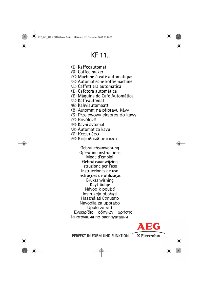 Page 1 de la notice Manuel utilisateur AEG KF1100