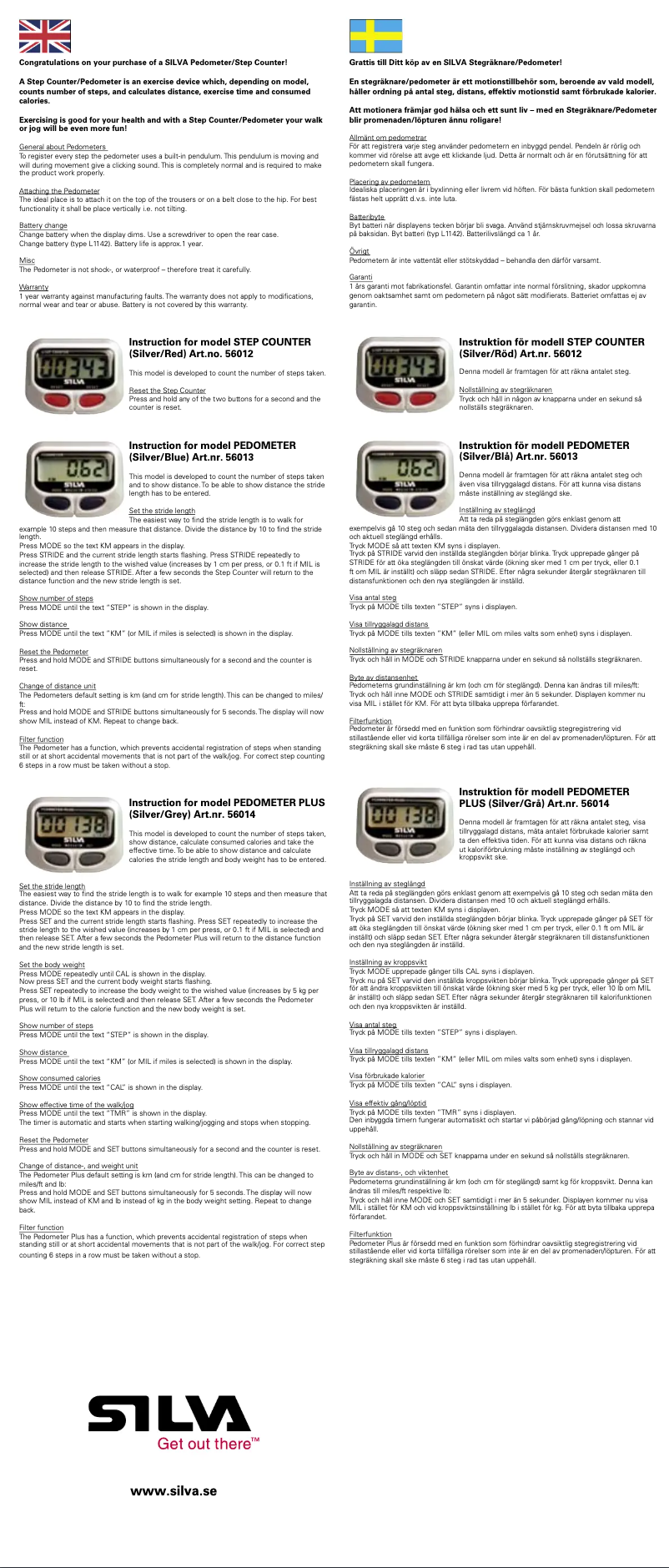 Page n°1 - Manuel utilisateur Silva 56013