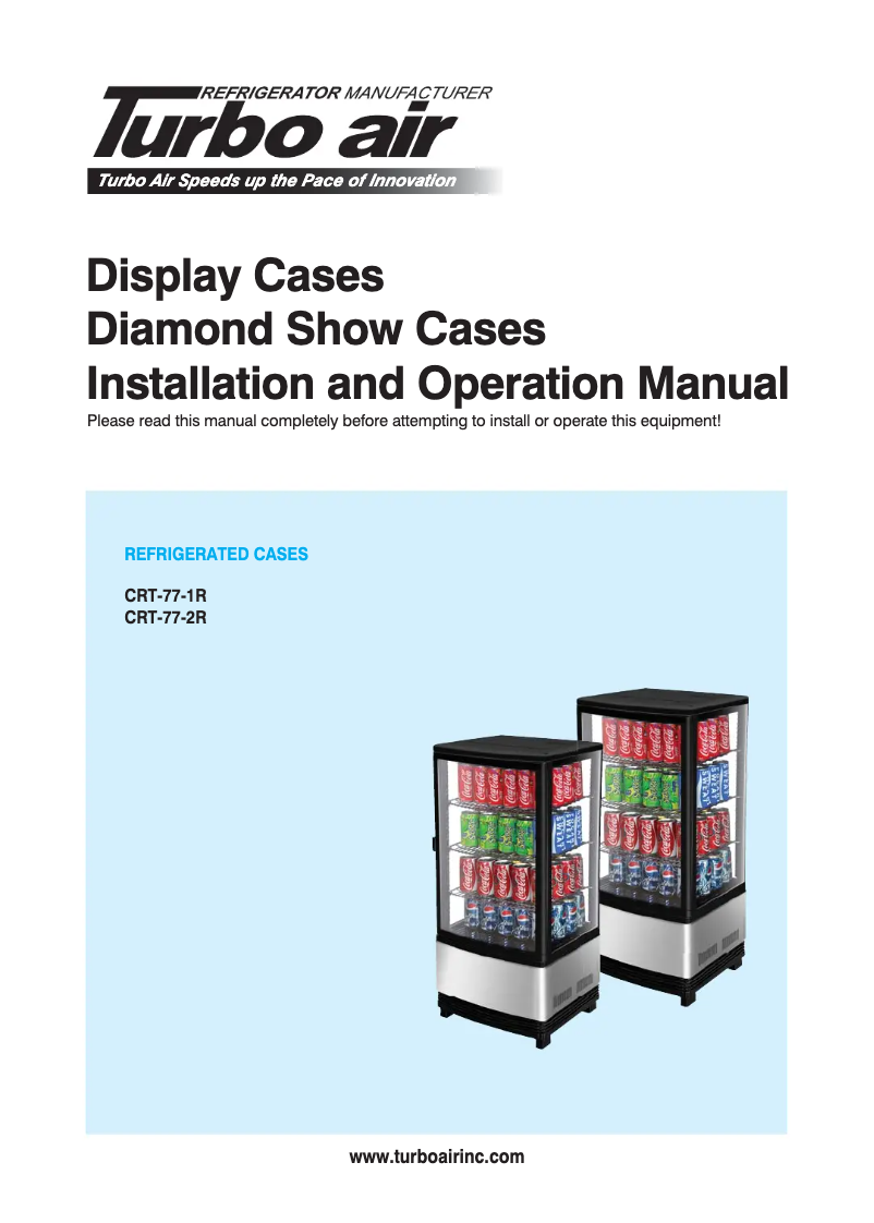 Page 1 de la notice Manuel utilisateur Turbo air CRT-77-2R