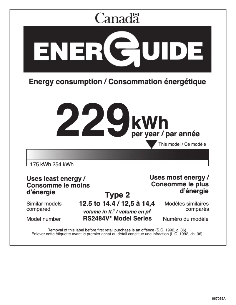Page n°1 - Label énergétique Fisher & Paykel RS2484VL2K1