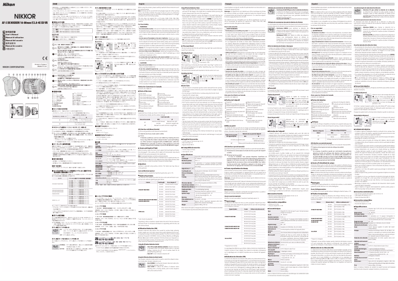 Page n°1 - Manuel utilisateur Nikon Nikkor AF-S DX 16-80mm f/2.8-4E ED VR