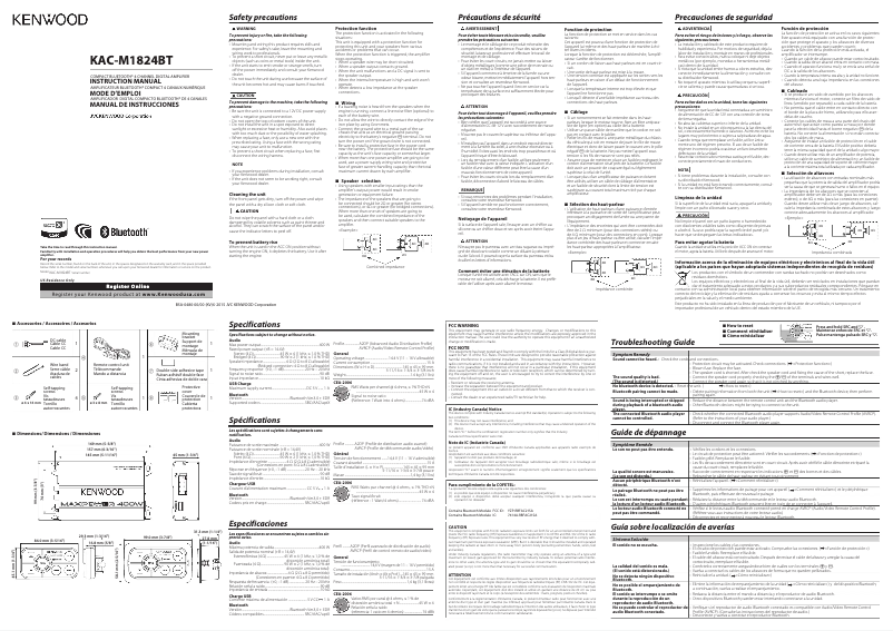 Página 1 del manual Manual de usuario Kenwood KAC-M1824BT
