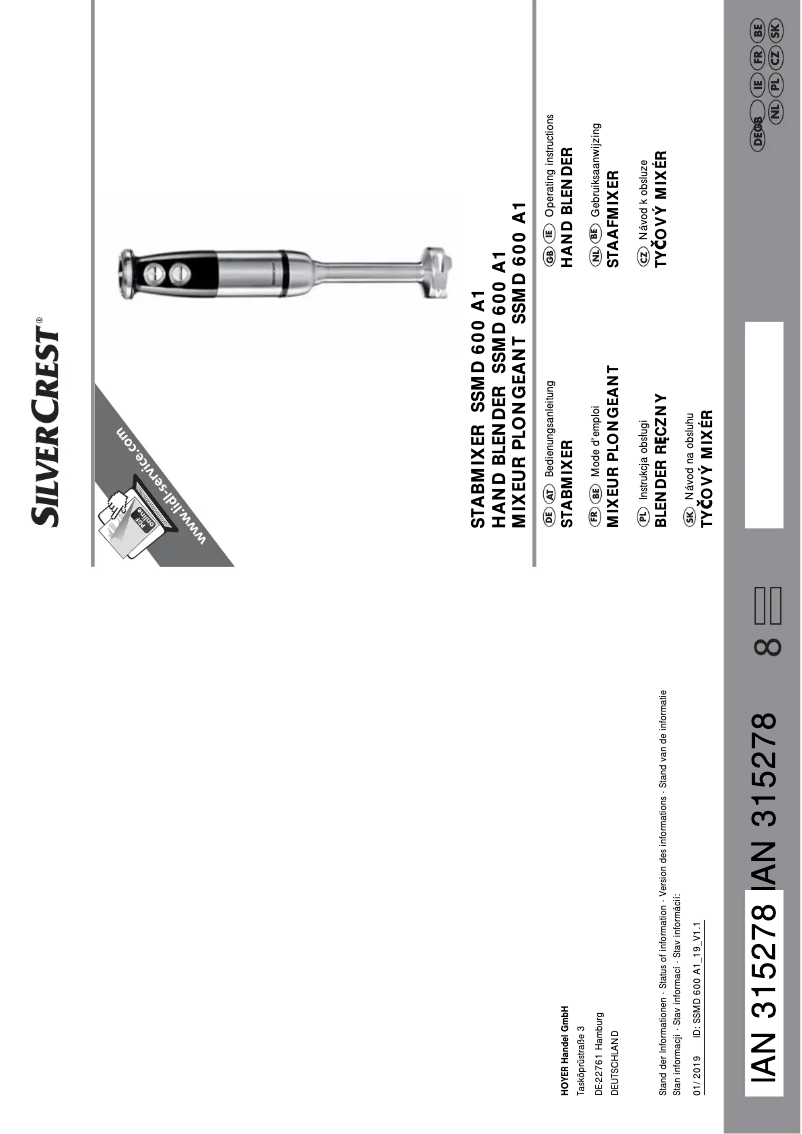 Page n°1 - Manuel utilisateur SilverCrest SSMD 600 A1