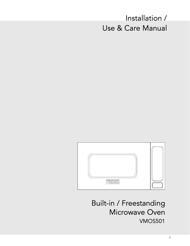 Page 1 de la notice Manuel utilisateur Viking VMOS501SS