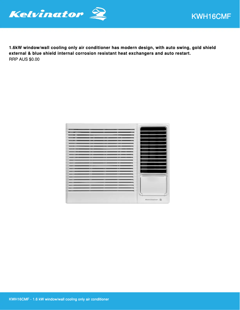 Page n°1 - Fiche technique Kelvinator KWH16CMF
