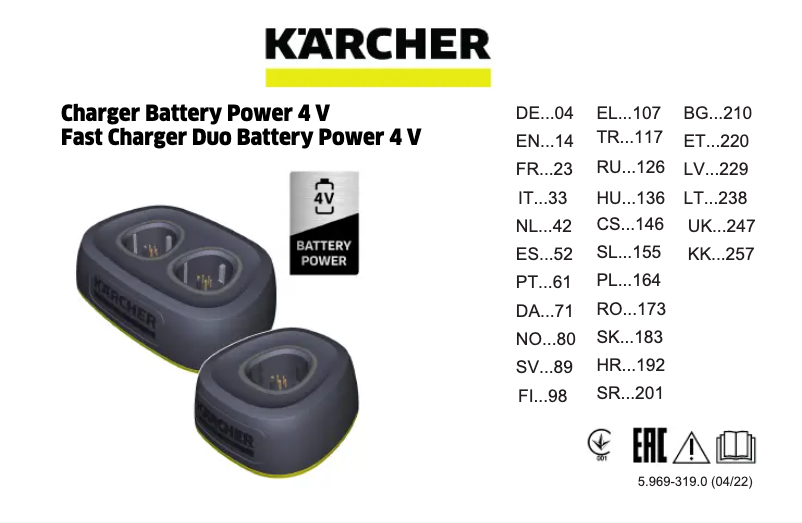 Page n°1 - Manuel utilisateur Kärcher FC 2-4 Battery Set