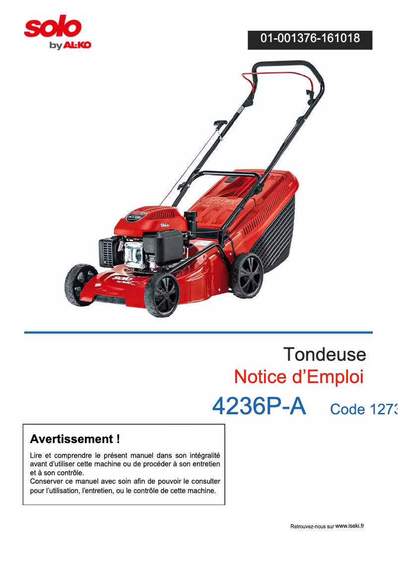 Page 1 de la notice Manuel utilisateur Solo 4236P-A