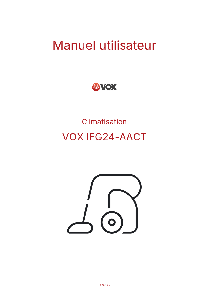 Page n°1 - Manuel utilisateur VOX IFG24-AACT