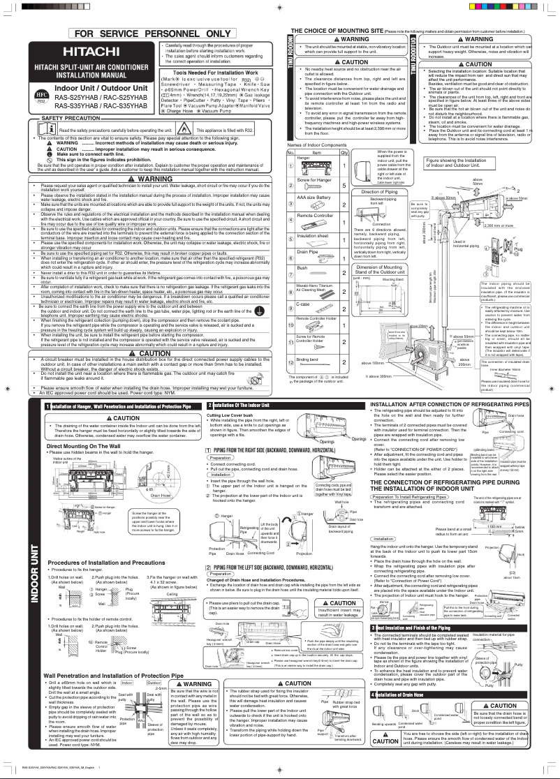 Página 1 del manual Manual de usuario Hitachi RAS-S25YHAB