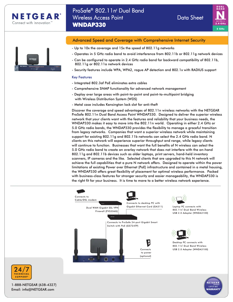 Page 1 de la notice Fiche technique Netgear ProSafe WNDAP330