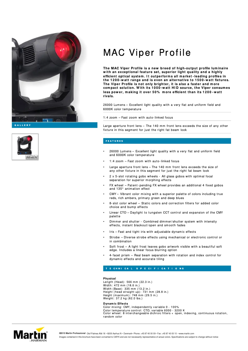 Image de la première page du manuel de l'appareil MAC Viper Profile