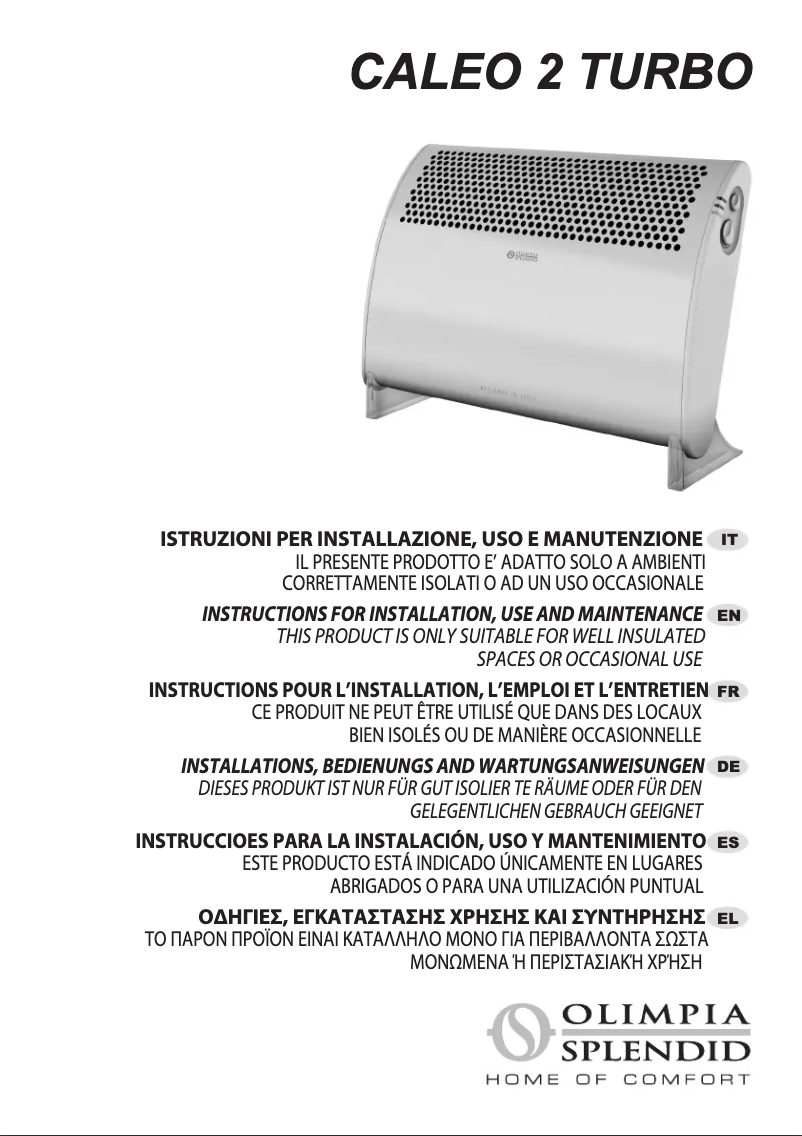 Page 1 de la notice Manuel utilisateur Olimpia Splendid Caleo 2 Turbo