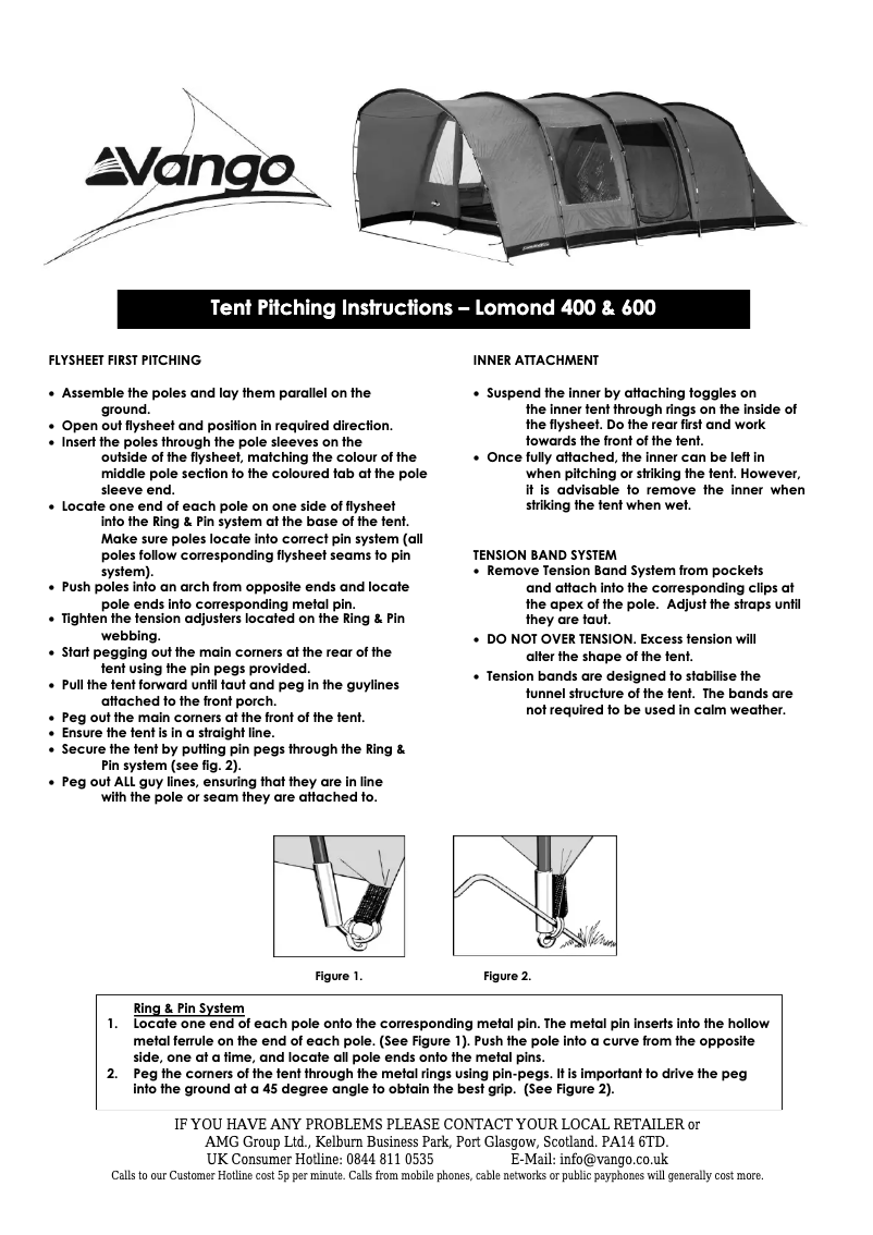 Página 1 del manual Manual de usuario Vango Lomond 600