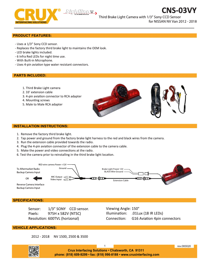 Page 1 de la notice Manuel utilisateur CRUX CNS-03VY