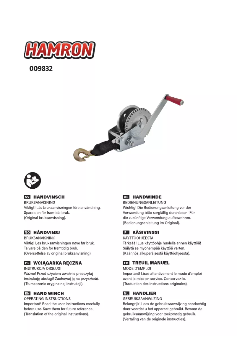 Page 1 de la notice Manuel utilisateur Hamron 009832