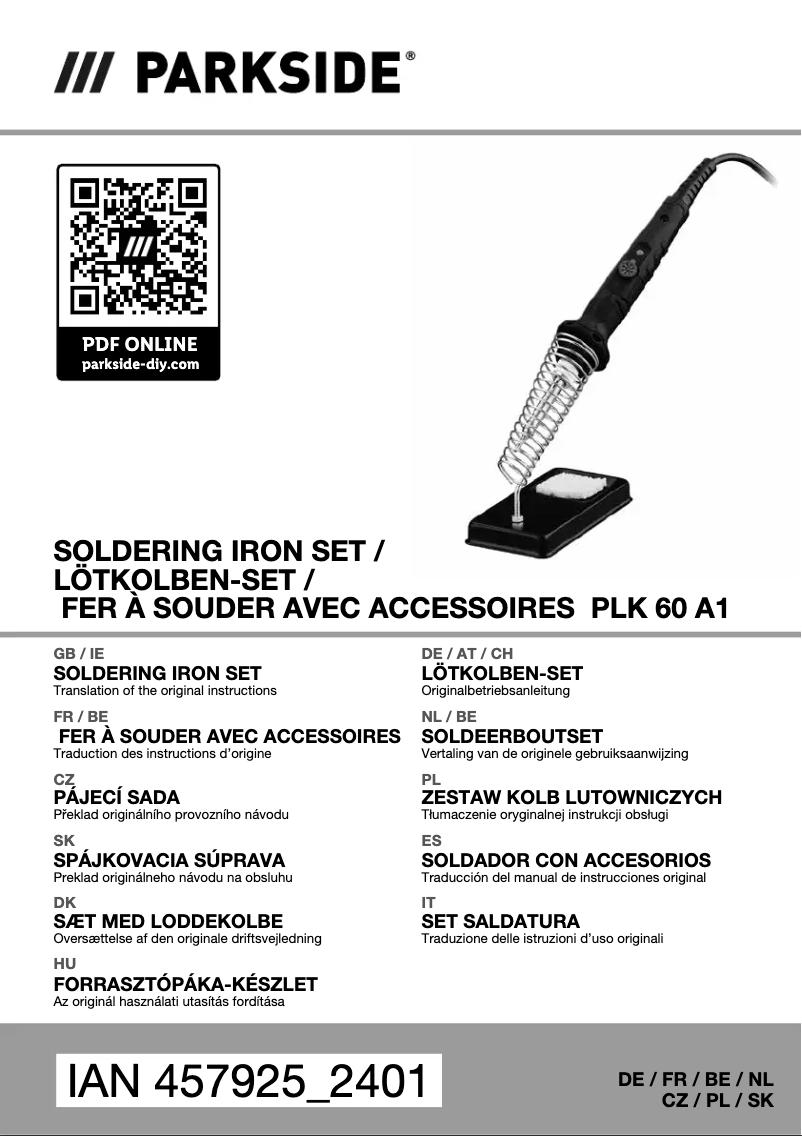 Image de la première page du manuel de l'appareil PLK 60 A1