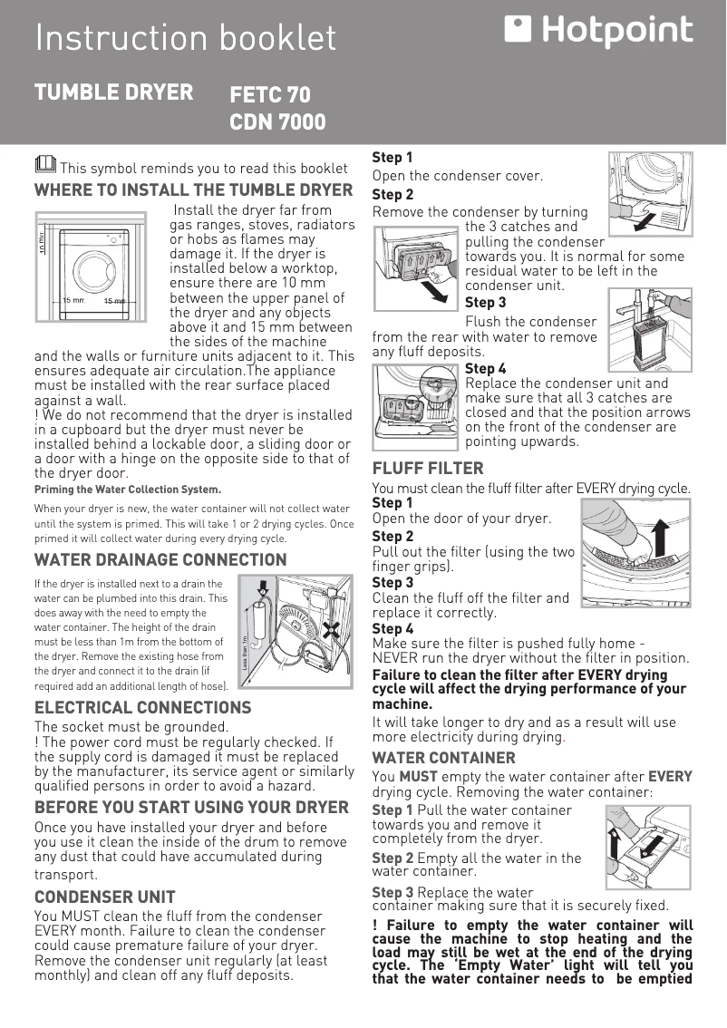 Page 1 de la notice Manuel utilisateur Hotpoint CDN 7000B P (UK)