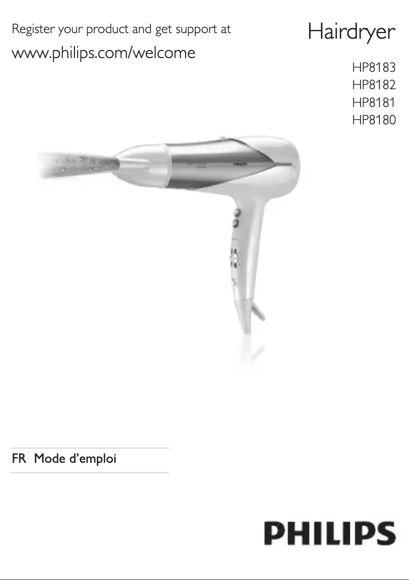 Page n°1 - Manuel utilisateur Philips SalonDry Control HP8182