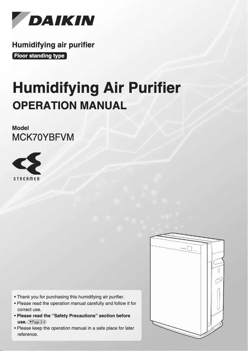 Page 1 de la notice Manuel utilisateur Daikin MCK70YBFVM