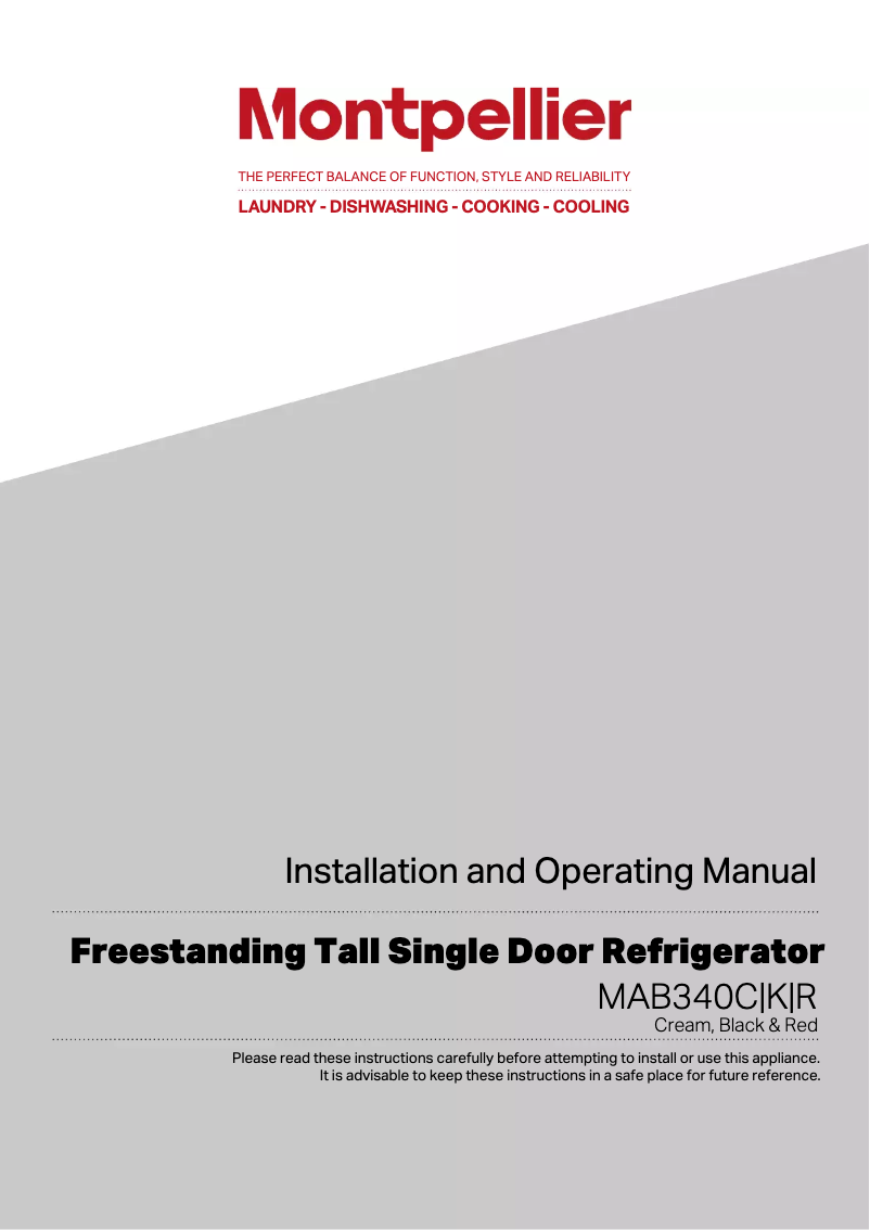 Page 1 of the manual User Manual Montpellier MAB340K