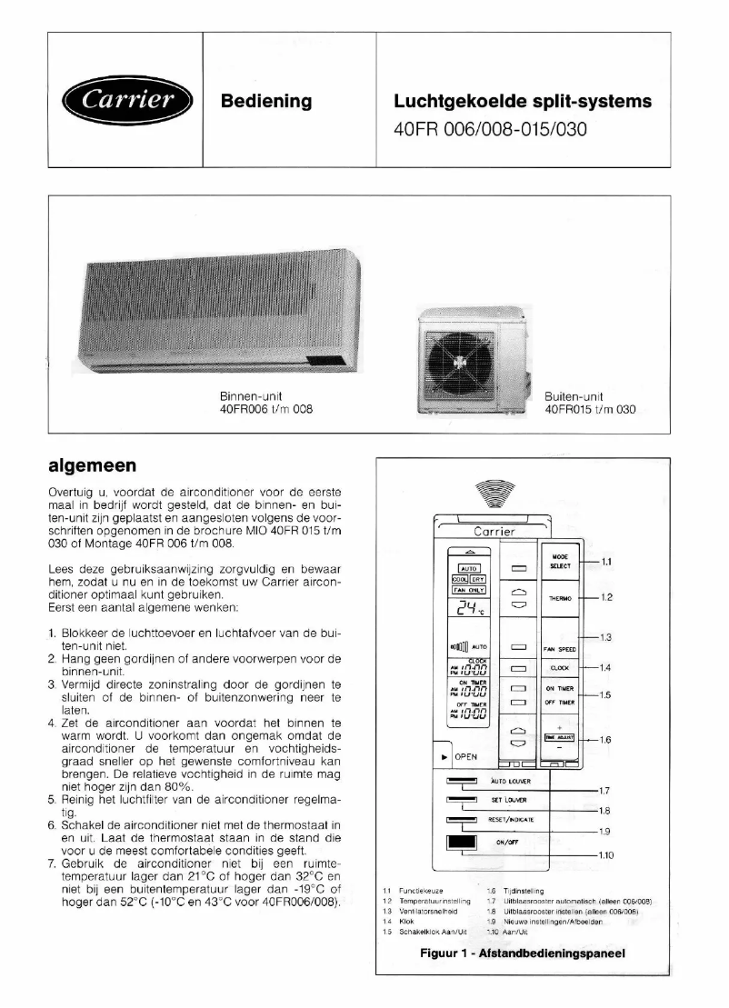 Page 1 de la notice Manuel utilisateur Carrier 40FR