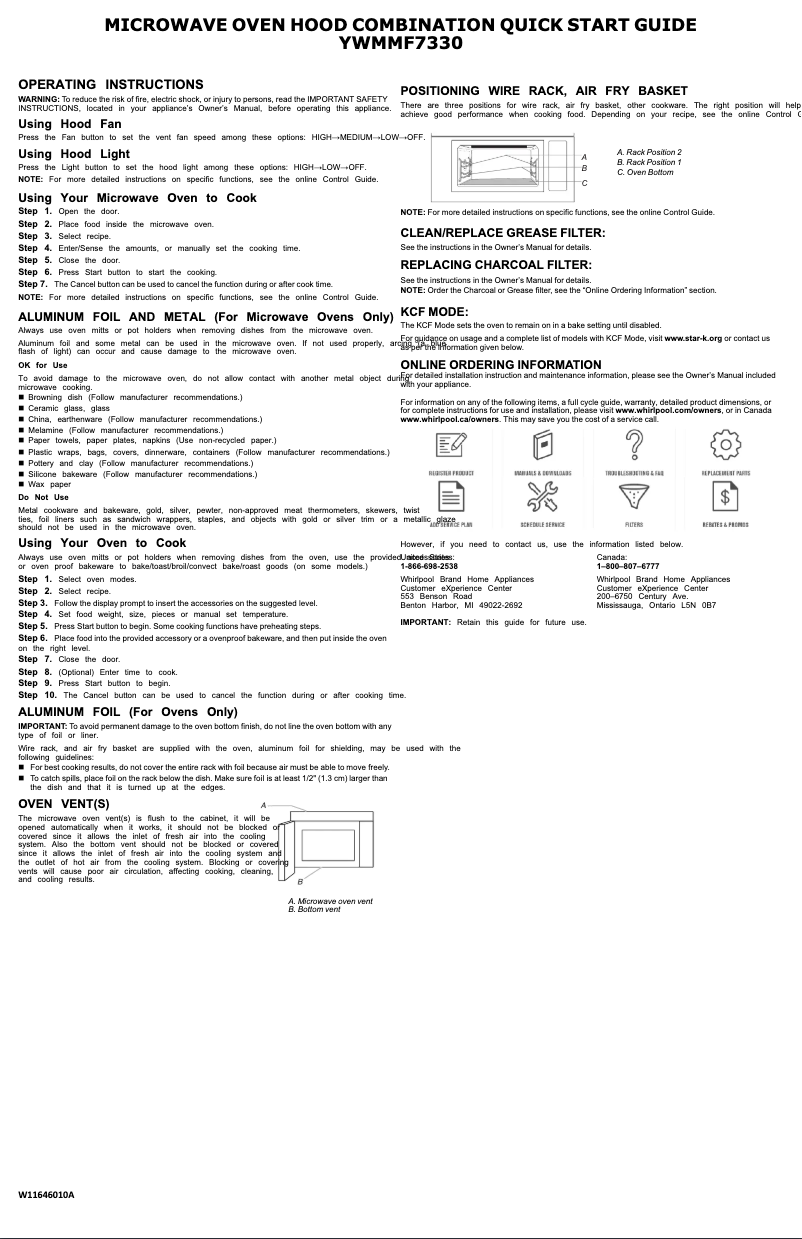 Página 1 del manual Guía de inicio rápido Whirlpool YWMMF7330RZ