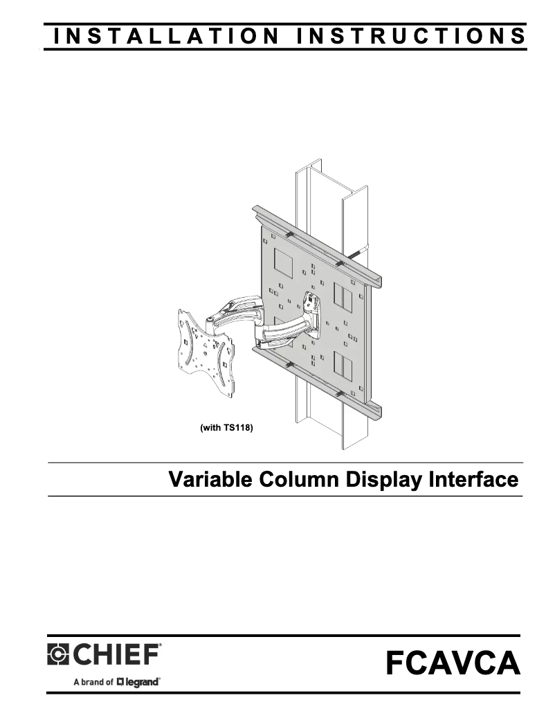Page 1 de la notice Manuel utilisateur Chief FCAVCA