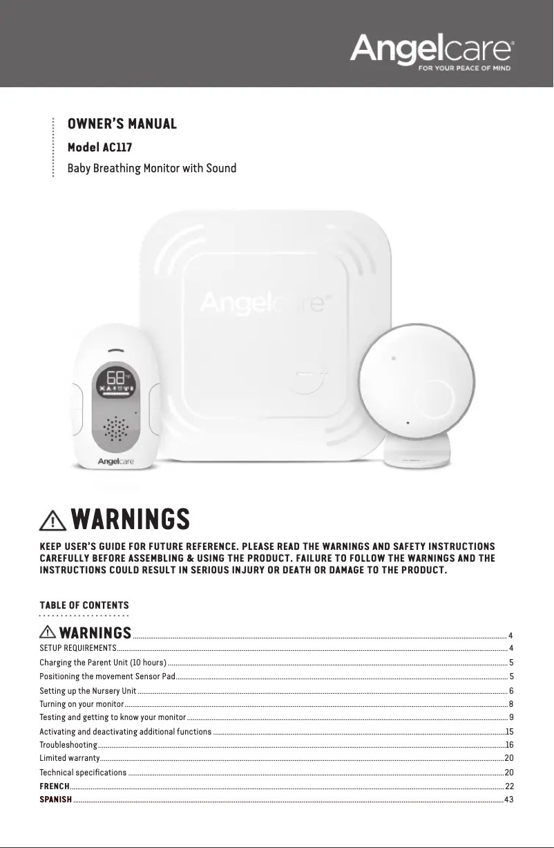 Página 1 del manual Manual de usuario Angelcare AC117