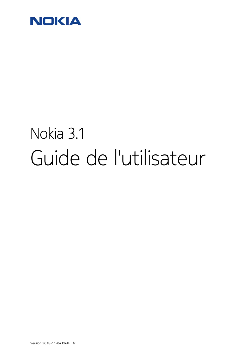 Page 1 de la notice Manuel utilisateur Nokia 3.1