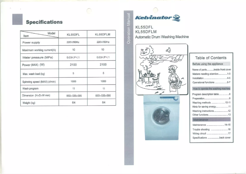 Page n°1 - Manuel utilisateur Kelvinator KL55DFL