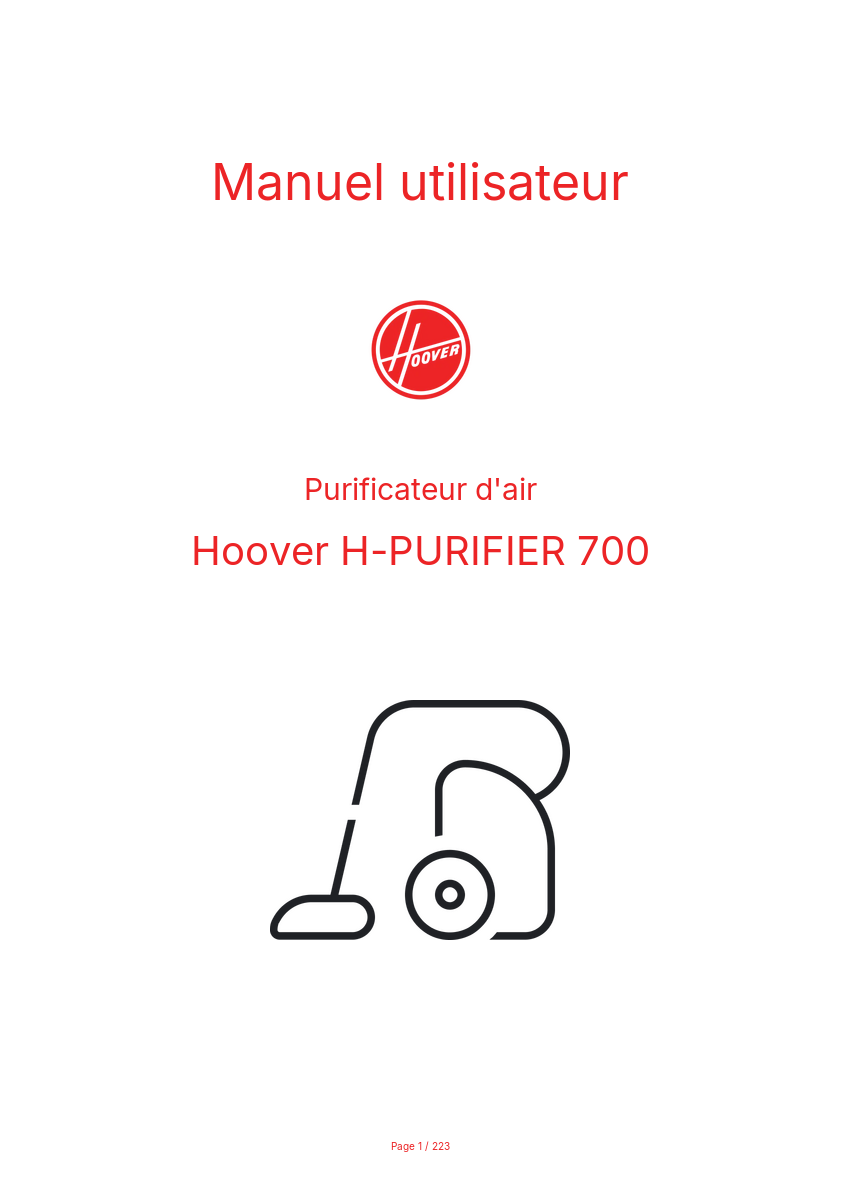 Image de la première page du manuel de l'appareil H-PURIFIER 700