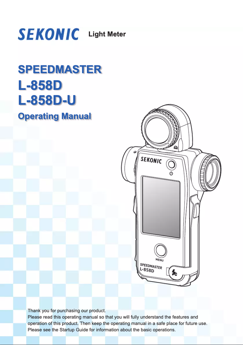 Page n°1 - Manuel utilisateur Sekonic SpectroMaster L-858D
