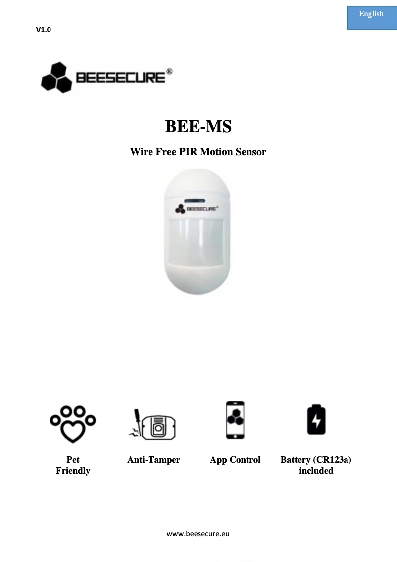 Page 1 de la notice Manuel utilisateur BeeSecure BEE-MS
