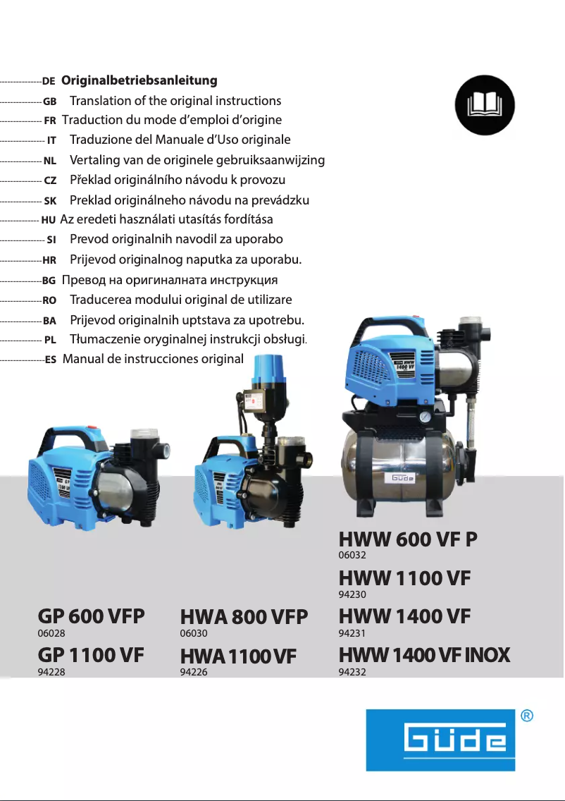 Image de la première page du manuel de l'appareil HWA 800 VF