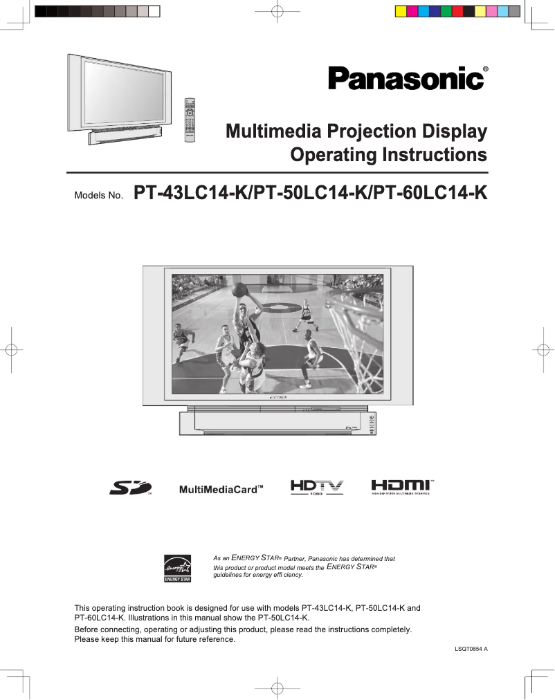 Page 1 de la notice Manuel utilisateur Panasonic PT-60LC14-K