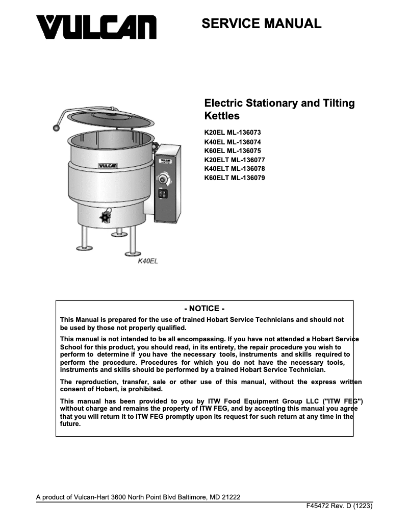 Image de la première page du manuel de l'appareil K40EL