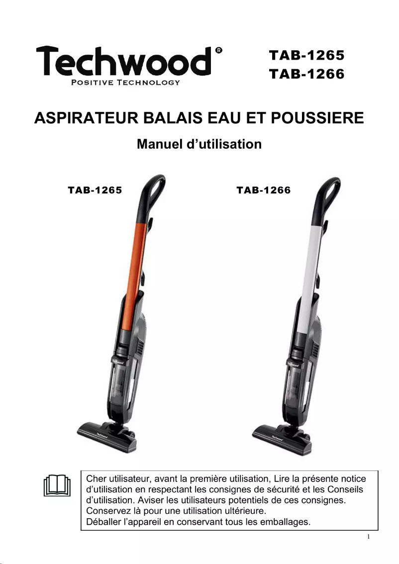 Image de la première page du manuel de l'appareil TAB-1265