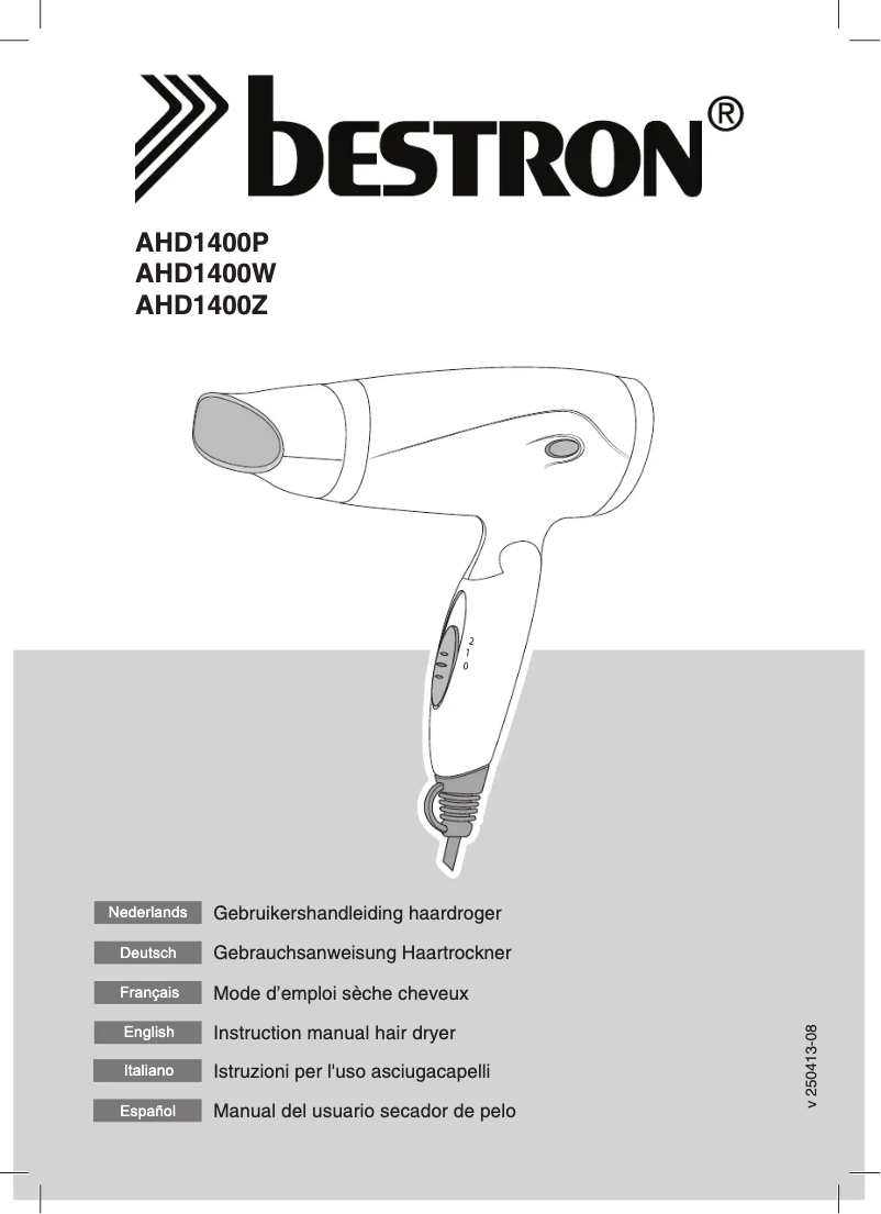 Page n°1 - Manuel utilisateur Bestron AHD1400Z