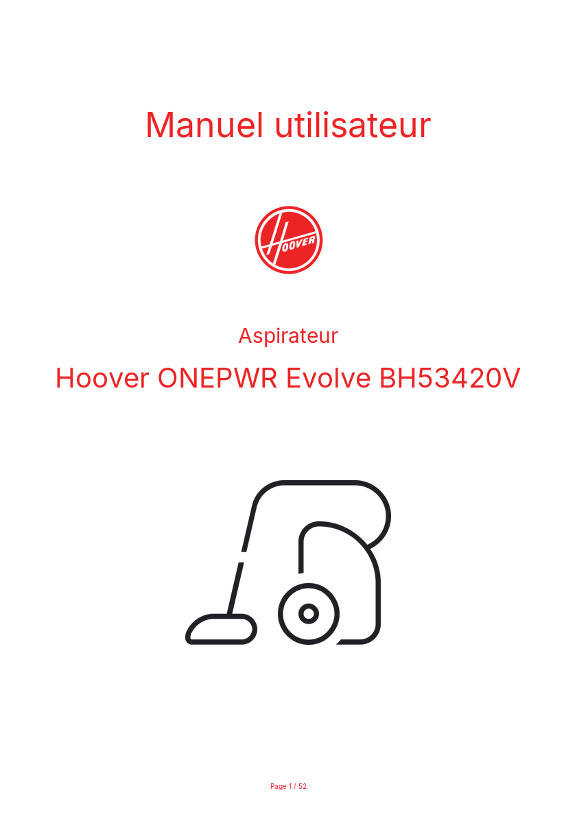 Image de la première page du manuel de l'appareil ONEPWR Evolve BH53420V