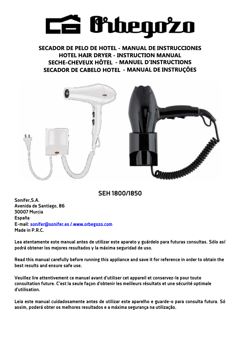Image de la première page du manuel de l'appareil SEH 1850