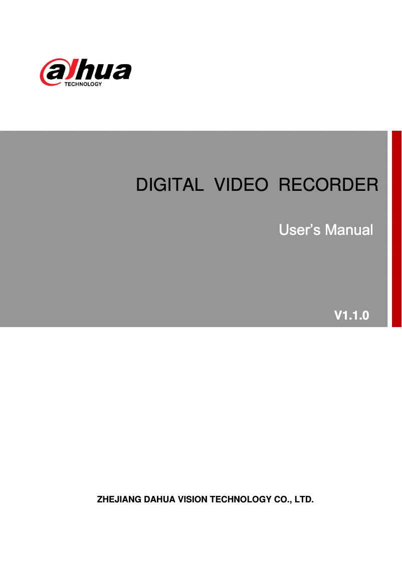 Page 1 de la notice Manuel utilisateur Dahua Technology Digital Video Recorder
