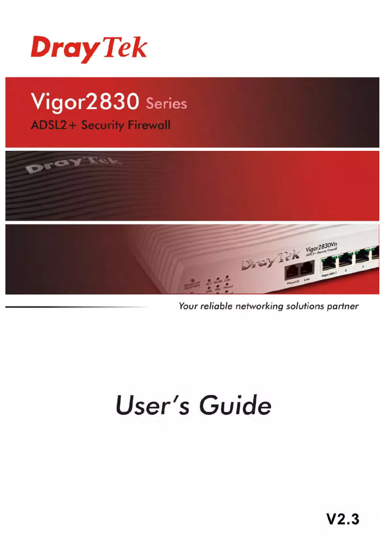 Image de la première page du manuel de l'appareil Vigor 2830