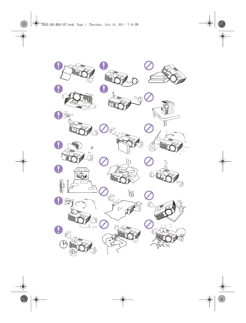 Page n°1 - Guide de démarrage rapide BenQ MX813ST